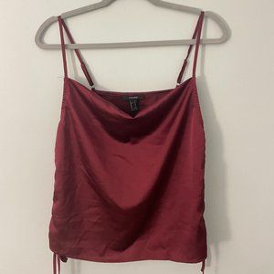 Forever 21 Burgundy Satin Cowl neck Top